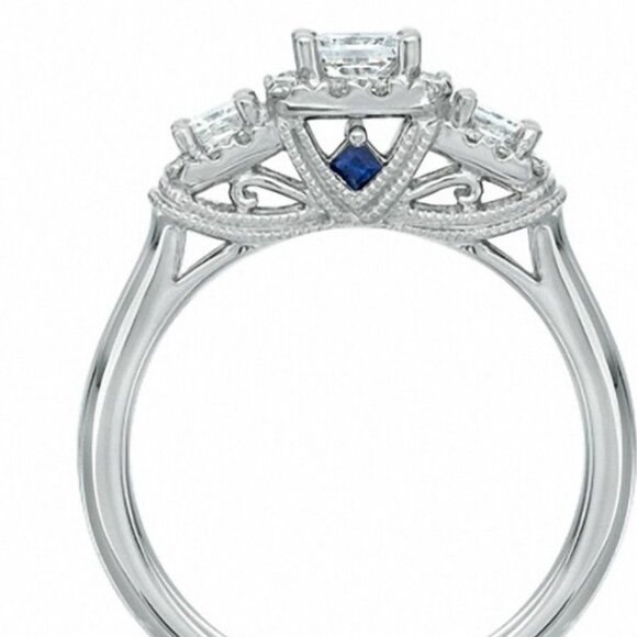 VERA WANG LOVE COLLECTION White Gold Diamond Ring with Hidden Sapphire Gemstone - Picture 4 of 9